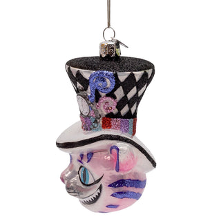 Noble Gems™ Glass Cheshire Cat Head Ornament NB1853C Alice in Wonderland