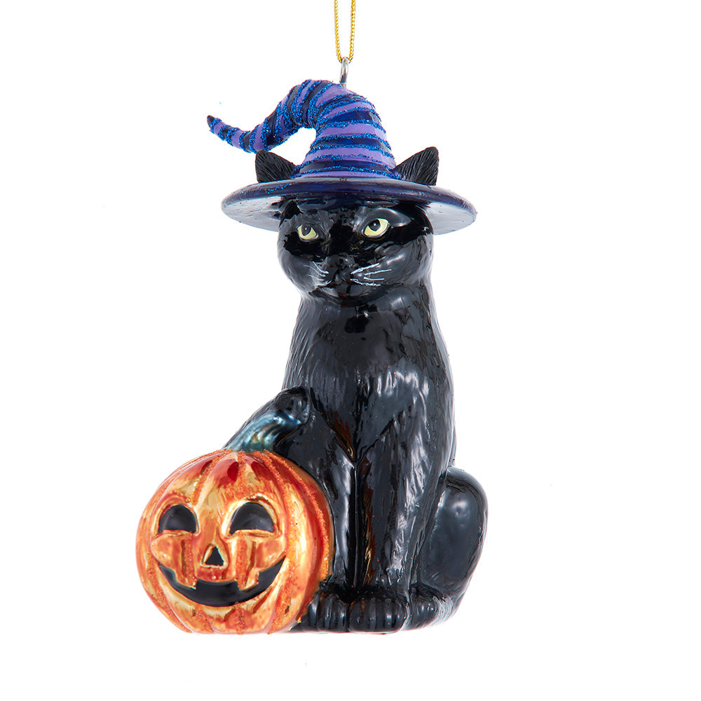 Noble Gems™ Glass Halloween Black Cat Ornament NB1876