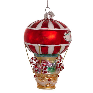 Noble Gems™ Peppermint Candy Hot Air Balloon Glass Ornament NBX0017