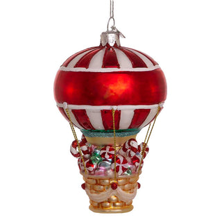 Noble Gems™ Peppermint Candy Hot Air Balloon Glass Ornament NBX0017