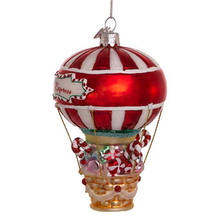 Noble Gems™ Peppermint Candy Hot Air Balloon Glass Ornament NBX0017