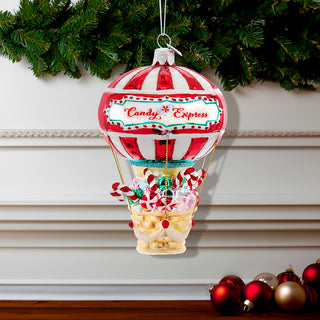 Noble Gems™ Peppermint Candy Hot Air Balloon Glass Ornament NBX0017