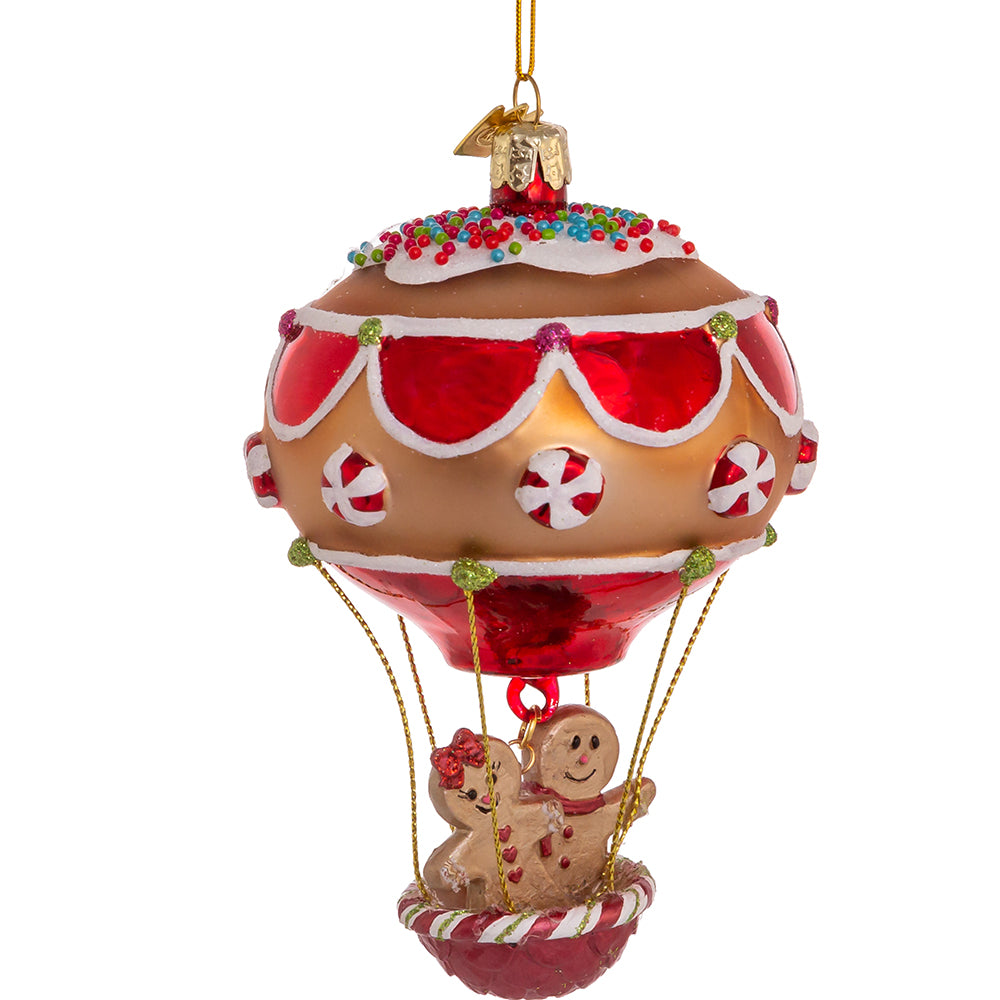 Noble Gems™ Glass Gingerbread Hot Air Balloon Ornament