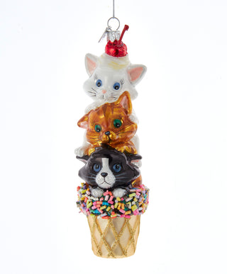 Noble Gems™ Glass Ice Cream Cone Cats Ornament NBX0061 Ice Cream Shoppe