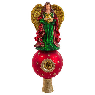 Pre-order 8.75" Un-Lit Noble Gems™ Glass Finial Angel Treetop With Reflector NBX0114