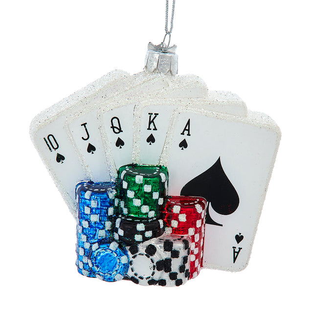 Noble Gems™ Glass Poker Cards & Chips Ornament