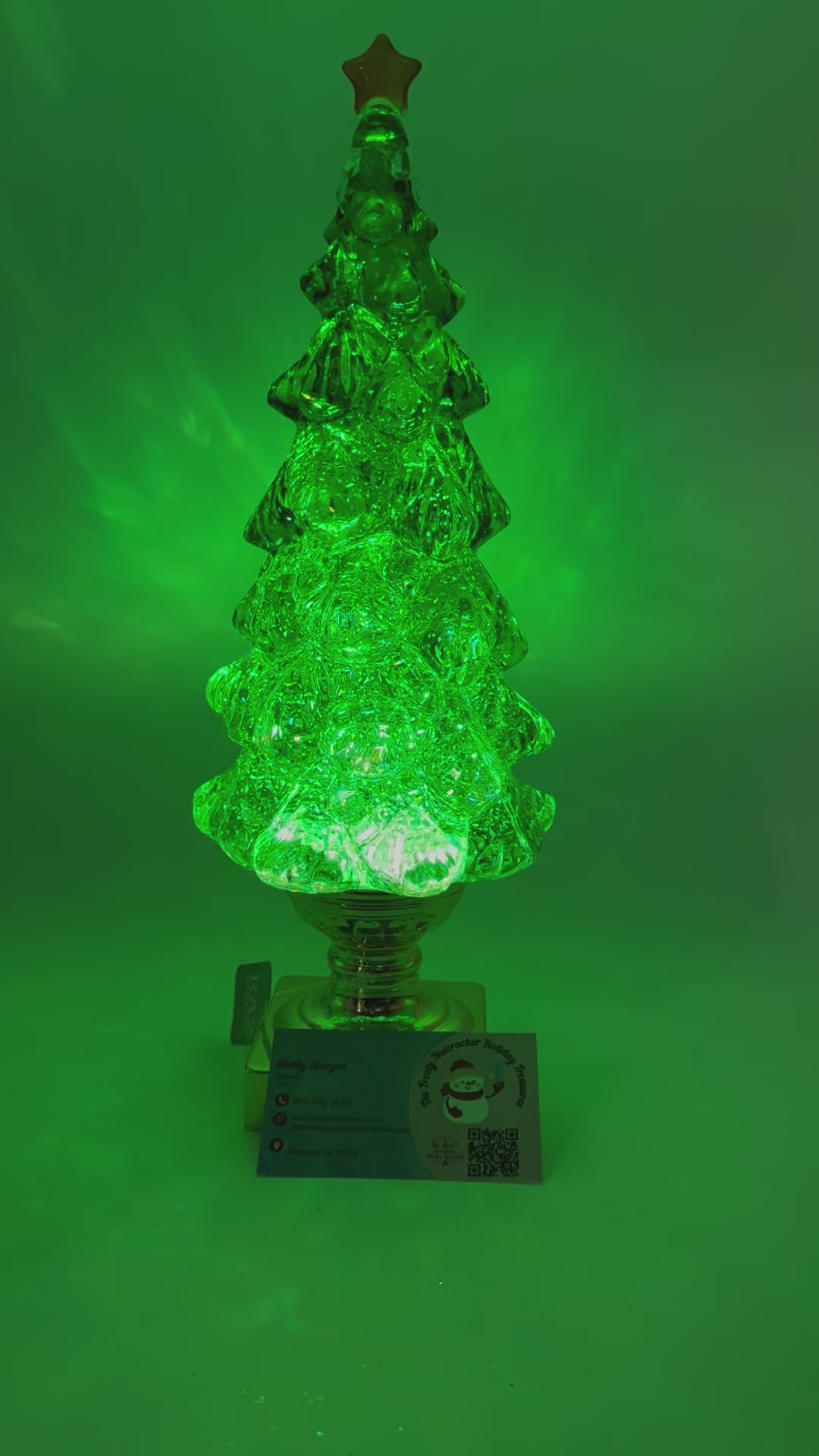 Raz 14" Green Lighted Swirling Glitter Tree