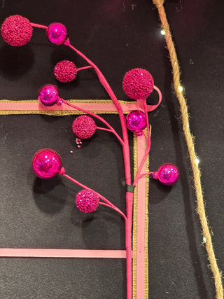 Retro Pink Ball Spray Christmas Tree Pick C9580 Bedazzled