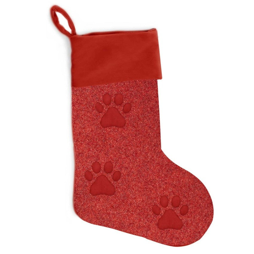 Luminous Dog Paw Print Rhinestone Christmas Stocking