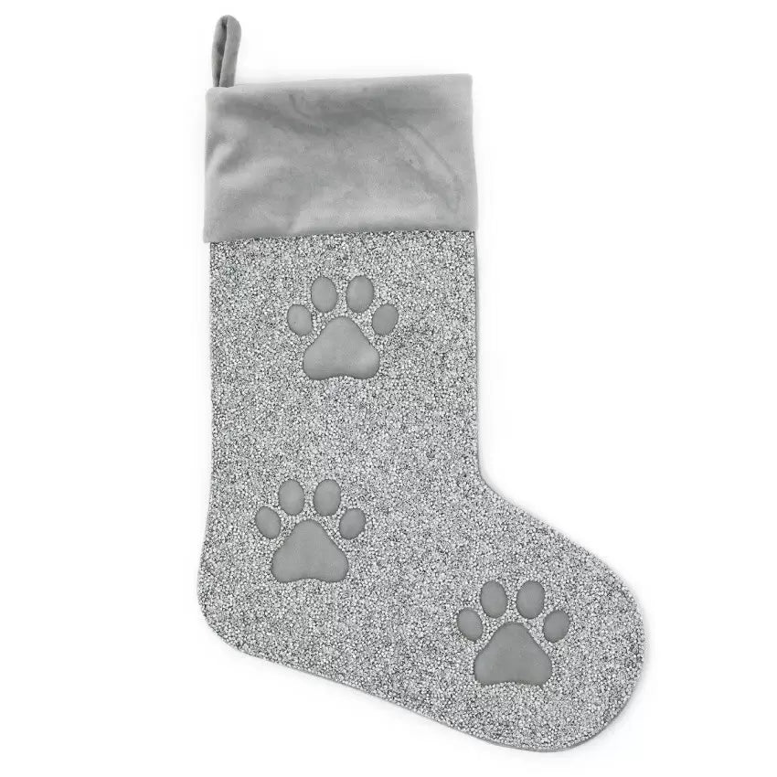 Luminous Dog Paw Print Rhinestone Christmas Stocking