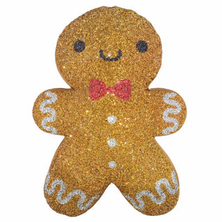 Luminous Gingerbread Man with Bowtie Rhinestone Christmas Throw Pillow
