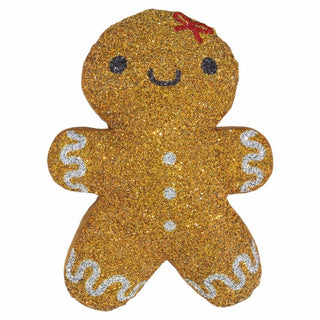 Luminous Gingerbread Girl with Bow Rhinestone Christmas Throw Pillow