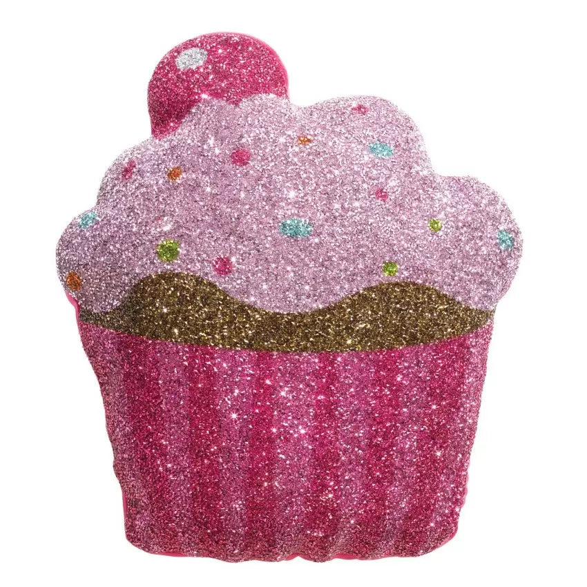 Luminous Pink Cupcake Rhinestone Throw Pillow