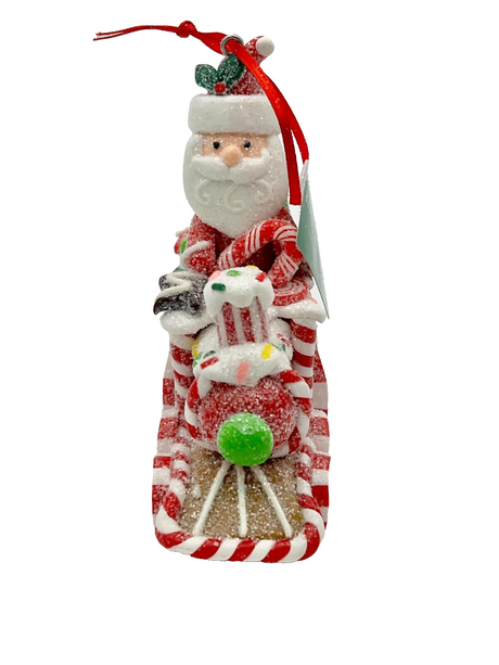 Kurt Adler Gingerbread Santa Peppermint Candy Train Christmas Ornament