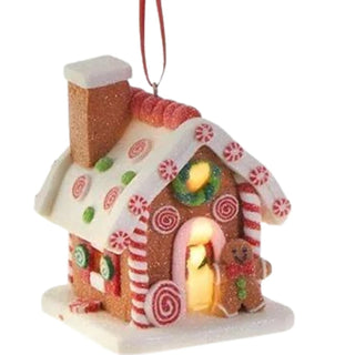 LED Light Up 4D Gingerbread Peppermint House Ornament 3815534