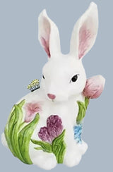 Bunny Kisses with Butterfly Ceramic Figurine Decor