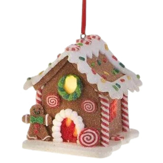 LED Light Up 4D Gingerbread Peppermint House Ornament 3815534