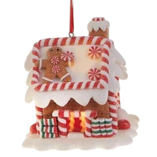 LED Light Up 4D Gingerbread Peppermint House Ornament 3815534