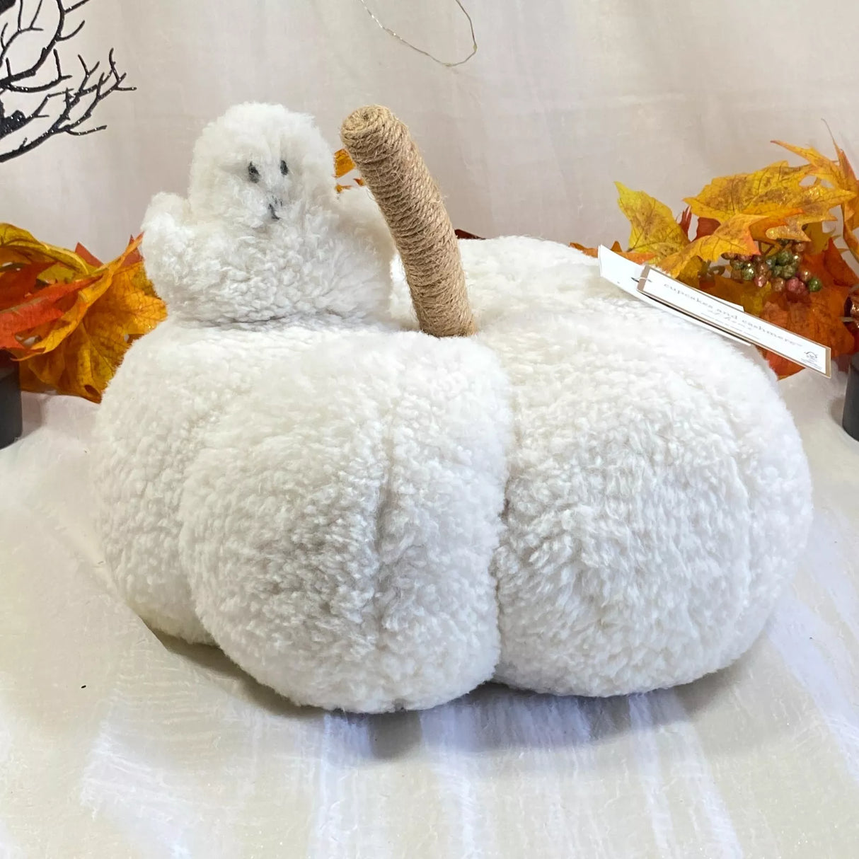 Halloween Sherpa Plush White Pumpkin & Mini Ghost