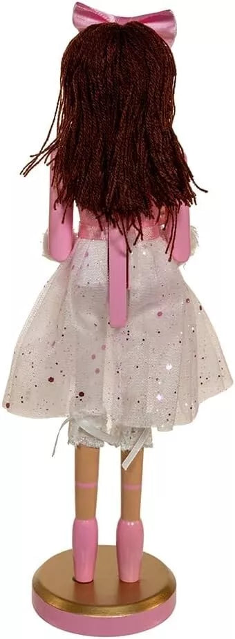 Kurt Adler 12-inch Pink Clara with Brunette Hair Ballerina Nutcracker