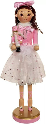 Kurt Adler 12-inch Pink Clara with Brunette Hair Ballerina Nutcracker