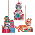 Cat With Gift Boxes Ornaments Set of 3