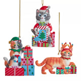 Cat With Gift Boxes Ornaments Set of 3