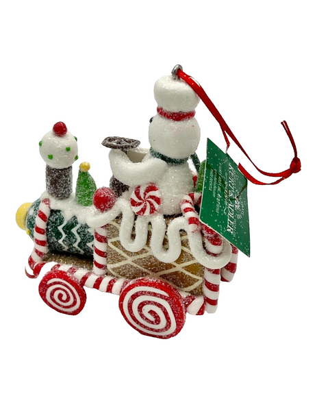 Kurt Adler Gingerbread Snowman Train Christmas Ornament