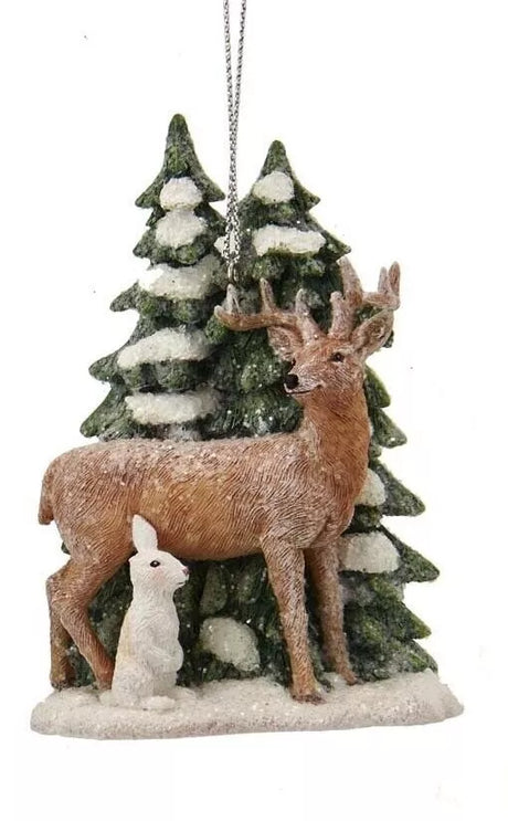 Reindeer and Polar Bear With Tree Ornaments set of 2