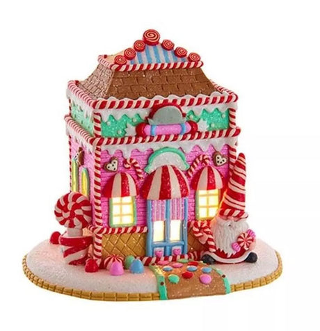 Lighted Gingerbread Village Sugar Plum Peppermint Candy Shop