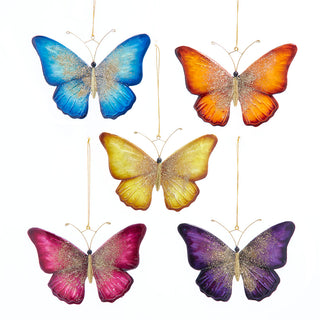 Capiz Butterfly Ornaments Set, 5 Assorted  S2239 Flights of Fancy