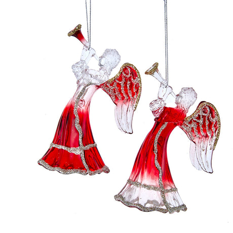 Regal Red, Clear and Platinum Angel Ornaments