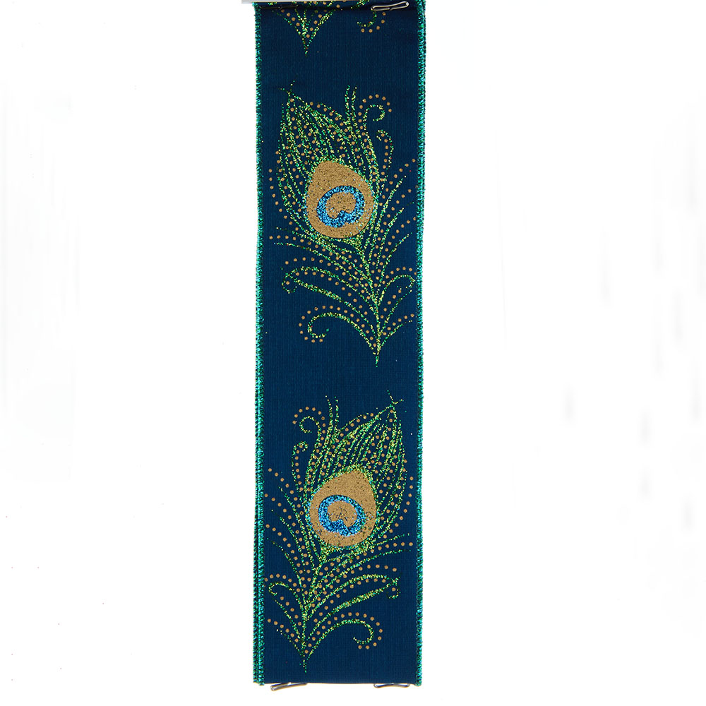 Kurt Adler Peacock Double Wire Ribbon Christmas