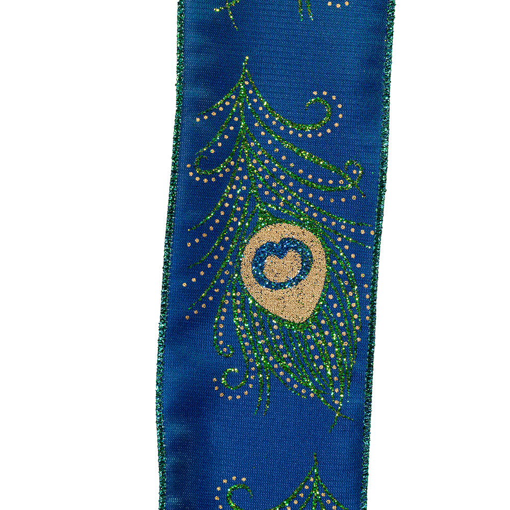 Kurt Adler Peacock Double Wire Ribbon Christmas