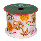 Off-White Gingerbread Patterned Double Wire Ribbon