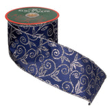 Kurt Adler Blue & Silver Scroll Double Wire Ribbon