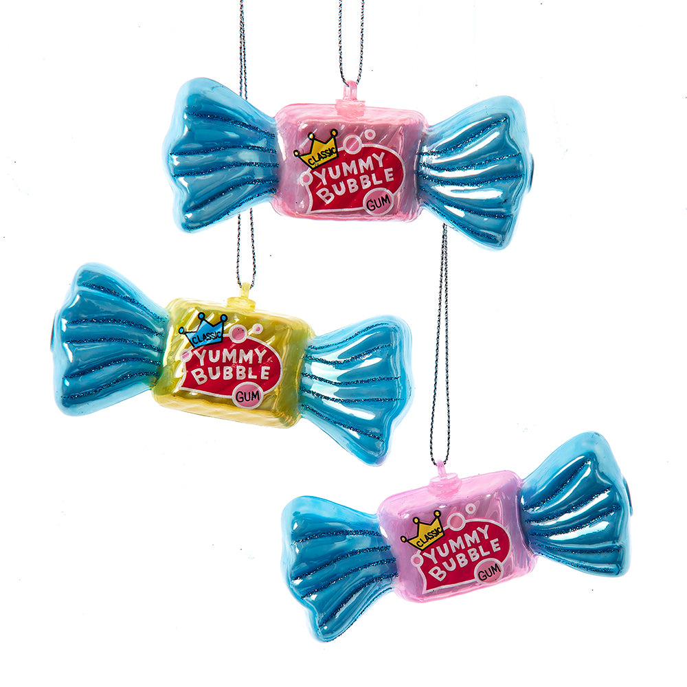 Set of 3 Glass Bubblegum Ornaments T3544