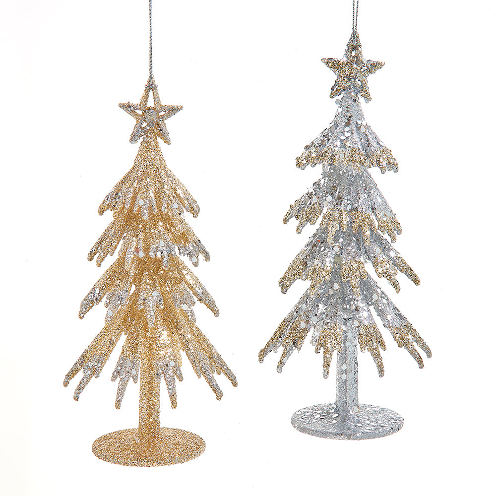 Kurt Adler 6.5" Platinum Christmas Tree Ornaments,