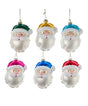 Set of 6 Glass Santa Head Balloon Ornaments