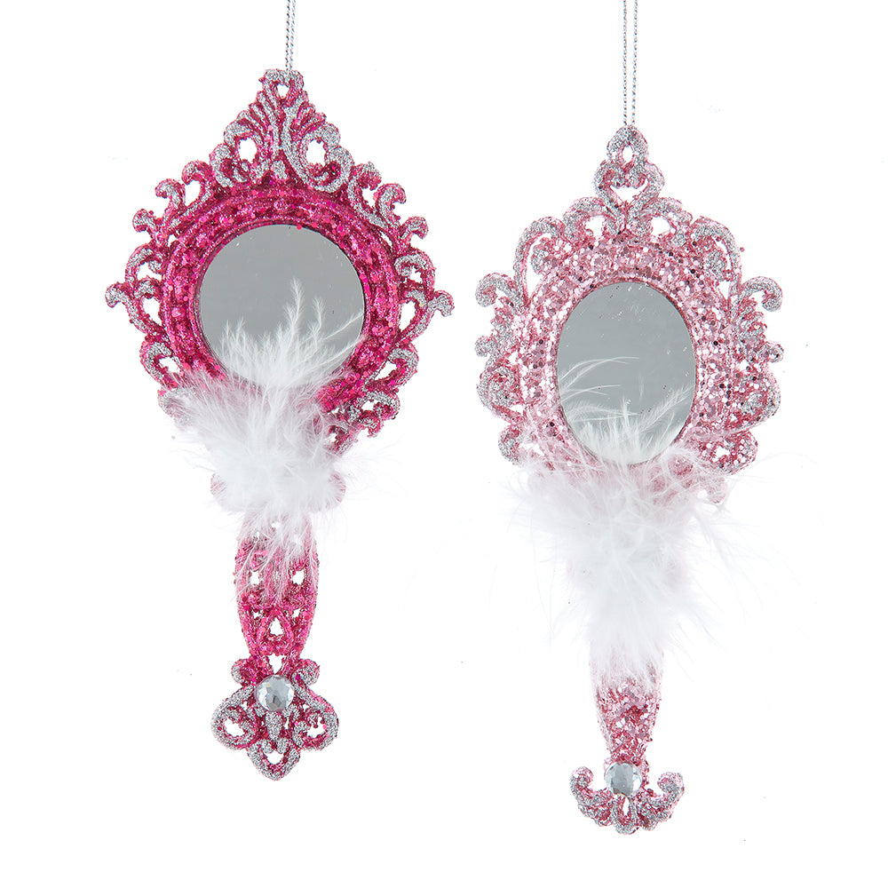 Kurt Adler 6.2" Pink Christmas Mirror Ornaments