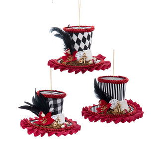 Red, White & Black Patterned Hat Ornaments T3729 Alice in Wonderland