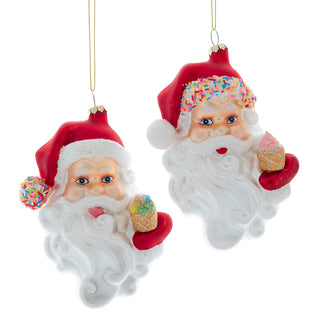 Glass Santa Head With Sprinkles Ornament Set T3729 Ice Cream Shoppe