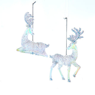 Opalescent Standing & Sitting Opal Deer Ornament Set T3748