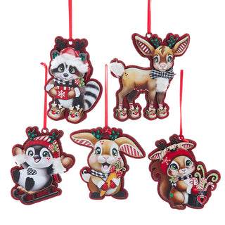 Retro Flat Wooden Animal Ornament Set T3758