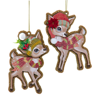 Vintage Retro Wooden Reindeer Ornaments Set T3833