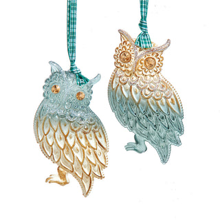 Winter Green & Cream Owl Ornament Set T3838