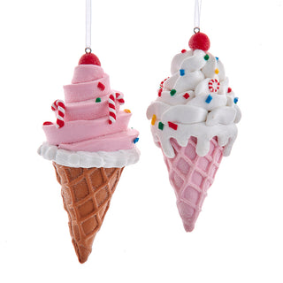 Peppermint Candy Ice Cream Cone Ornament Set T3881