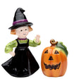 Cosmos Ceramic 2024 Halloween Pumpkin & Witch Salt & Pepper Shaker Set