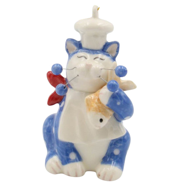 Whimsical Whisker Cat Ornament -Chef with Fish