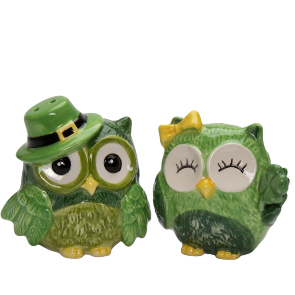 St Patricks Day Owl Irish Salt & Pepper Shaker Set